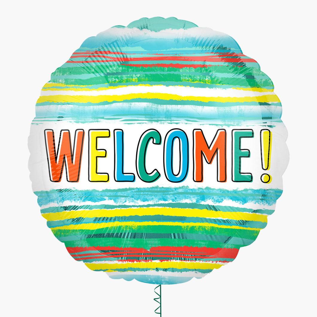 Welcome Watercolour Stripes Foil Balloon