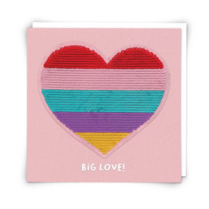 Heart Greetings Card with Reusable Reversible Sequin Patch