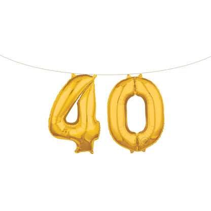 Air Filled 16" Gold Number Balloons