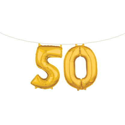 Air Filled 16" Gold Number Balloons