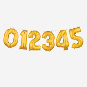 Air Filled 16" Gold Number Balloons