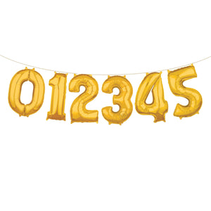 Air Filled 16" Gold Number Balloons