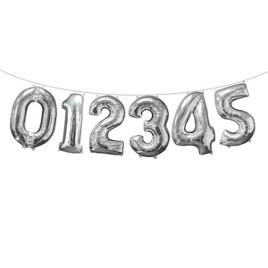 Air Filled 16" Silver Number Balloons