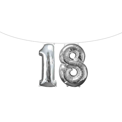 Air Filled 16" Silver Number Balloons