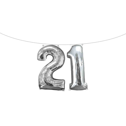 Air Filled 16" Silver Number Balloons