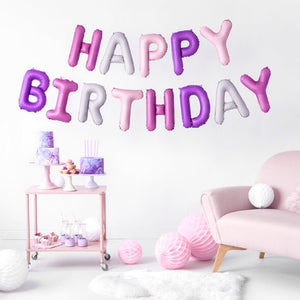 Pastel Pink Happy Birthday Foil Balloon Banner