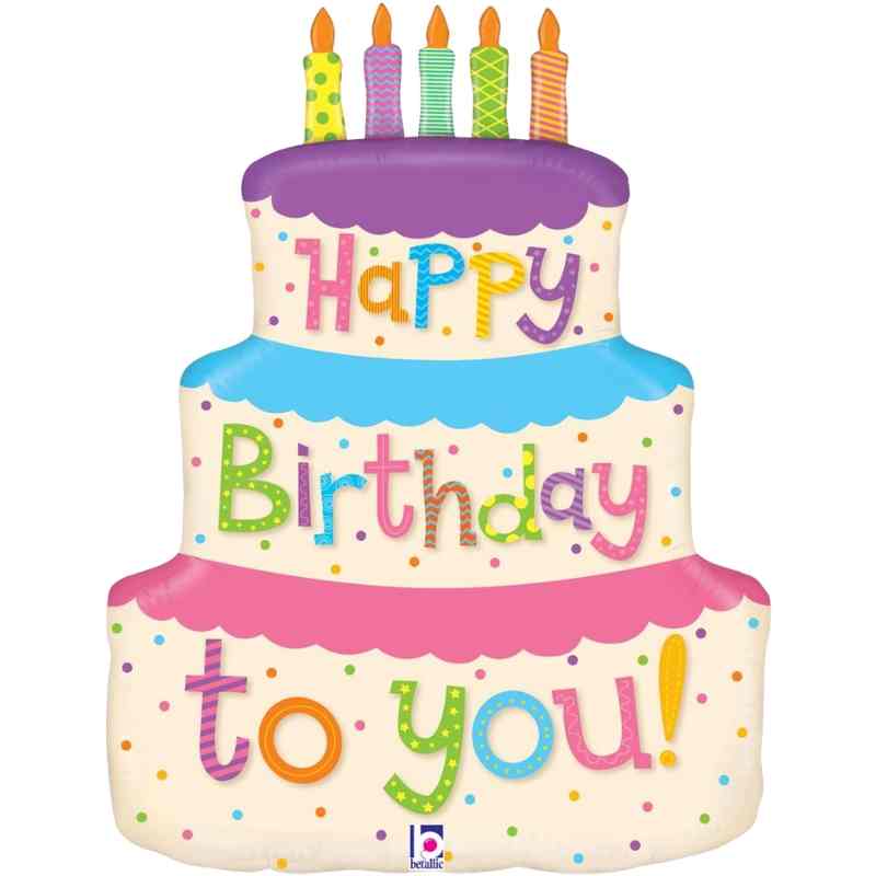  Shape Girly Birthday Cake helium foil balloons