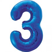 Large Blue Inflated Foil Number Balloons 34"