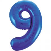 Large Blue Inflated Foil Number Balloons 34"