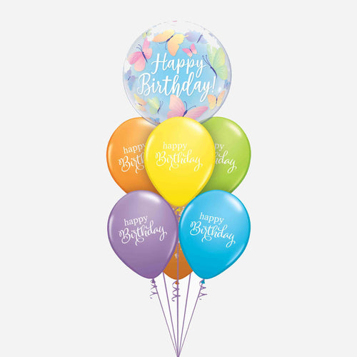 Birthday Butterflies & Best Wishes Inflated Balloon Bouquet