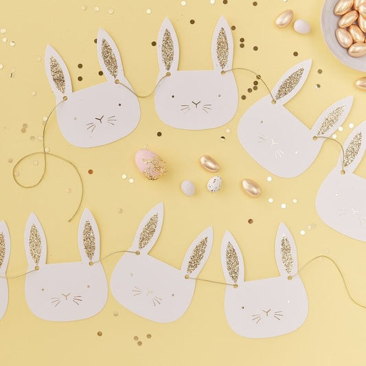 Gold Glitter Easter Bunny Bunting
