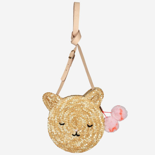 Cat Cross Body Straw Bag