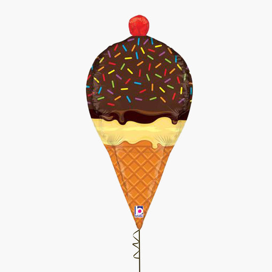 Dimensional Sprinkles Ice Cream Cone Inflated Foil Balloon