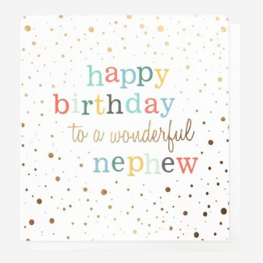 Gold Confetti Birthday Card For Nephew