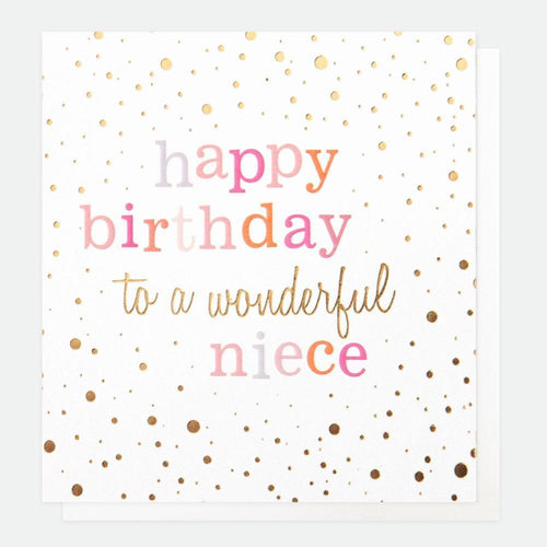 Gold Confetti Birthday Card For Niece