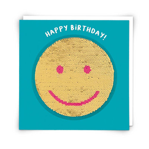 Smiley Greetings Card with Reusable Reversible Sequin Patch