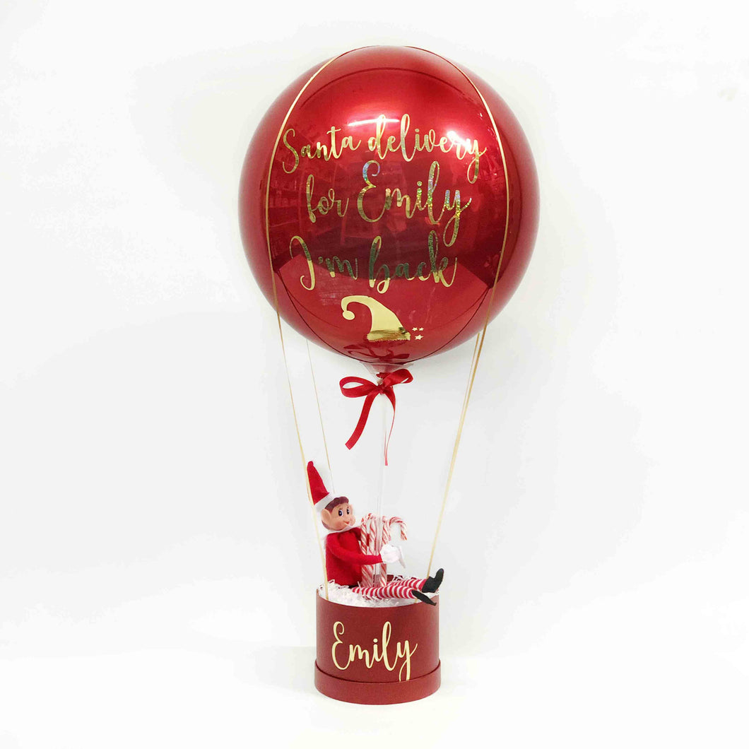 Personalised Elf on a Box Balloon Arrival