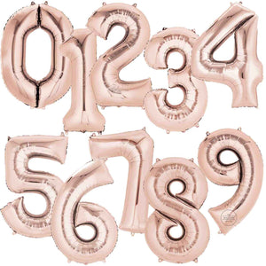 Large Rose Gold Foil Number Balloons 34"