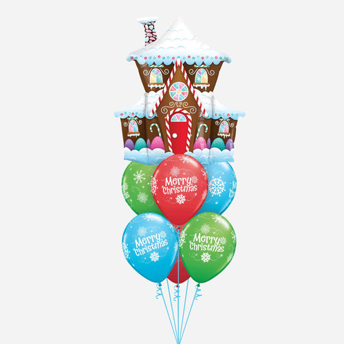 Christmas Gingerbread House Balloon Bouquet