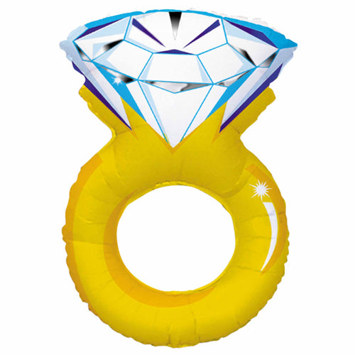 Gold Engagement Ring Inflated Foil Balloon