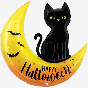 Halloween Cat & Moon Foil Balloon