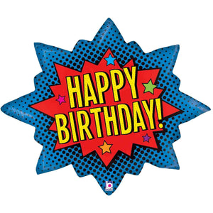 Superhero Birthday Burst Foil Balloon