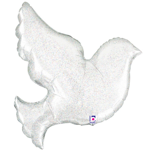 Pearl White Dove Inflated Foil Balloon