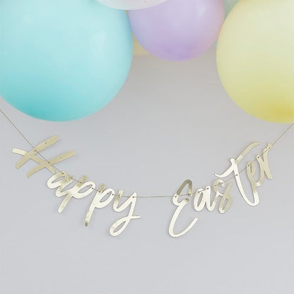 Gold Happy Easter Bunting Banner Decoration