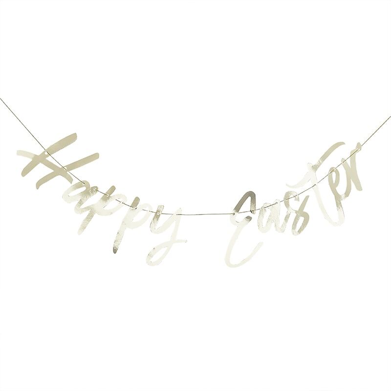 Gold Happy Easter Bunting Banner Decoration