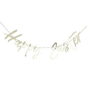 Gold Happy Easter Bunting Banner Decoration