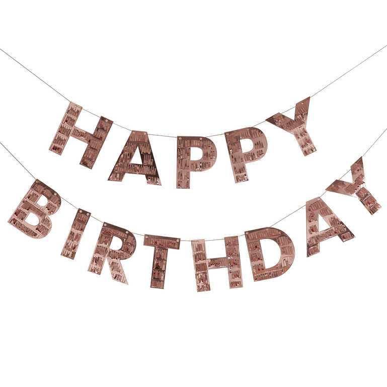 Rose Gold Fringe Happy Birthday Bunting