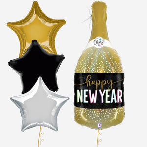 Happy New Year Champagne Bottle Balloon Bouquet