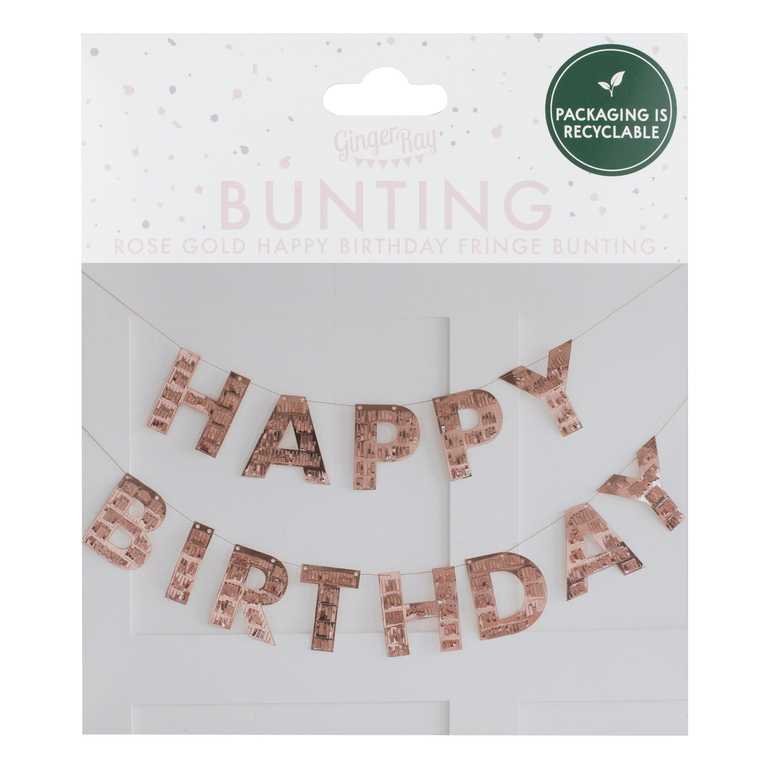 Rose Gold Fringe Happy Birthday Bunting