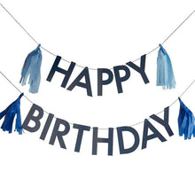 Blue Happy Birthday Bunting with Tassels