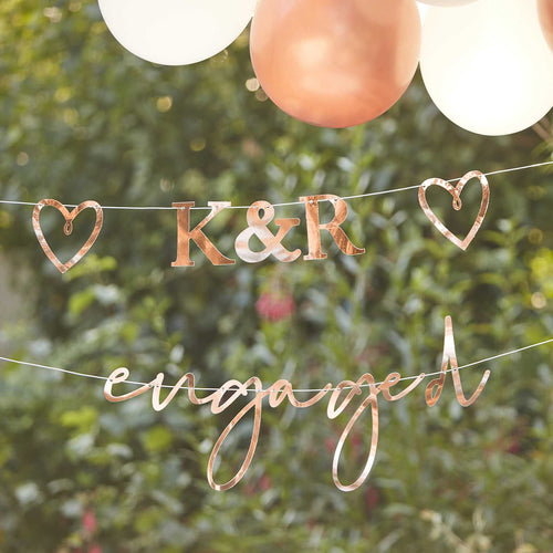 Customisable Rose Gold Engaged Bunting