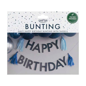 Blue Happy Birthday Bunting with Tassels