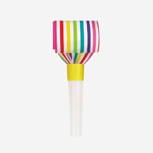 Rainbow Stripe Blowout Noise Makers - Pack of 8