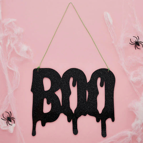 BOO Black Glitter Acrylic Sign