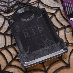 Embossed Tombstone Paper Halloween Plates