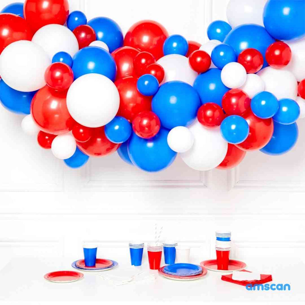 Inflated Red, White and Blue Balloon Garland