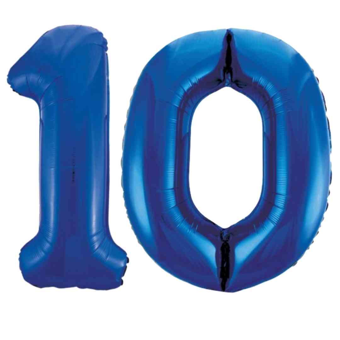 Large Blue Inflated Foil Number Balloons 34"