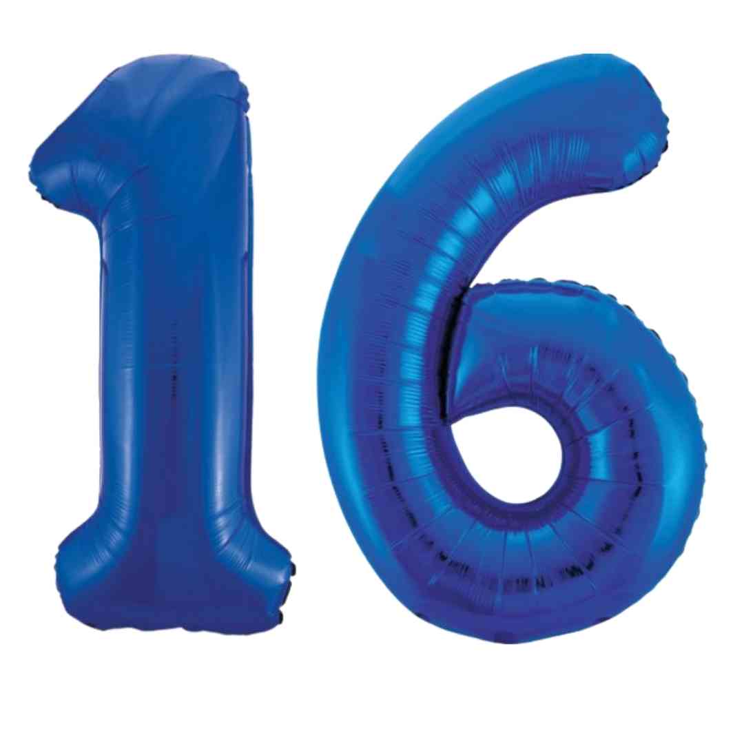 Large Blue Inflated Foil Number Balloons 34"