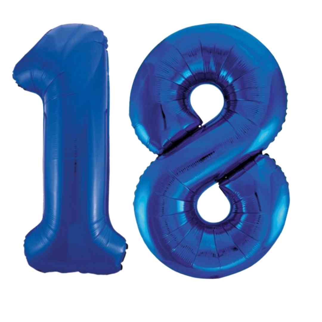 Large Blue Inflated Foil Number Balloons 34"