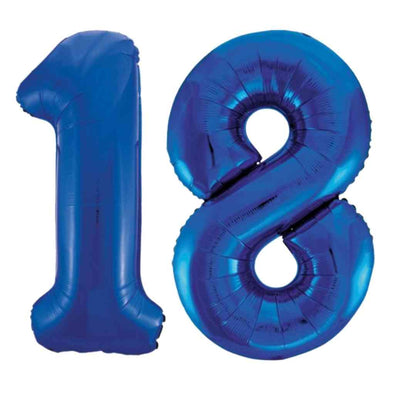 Large Blue Inflated Foil Number Balloons 34"