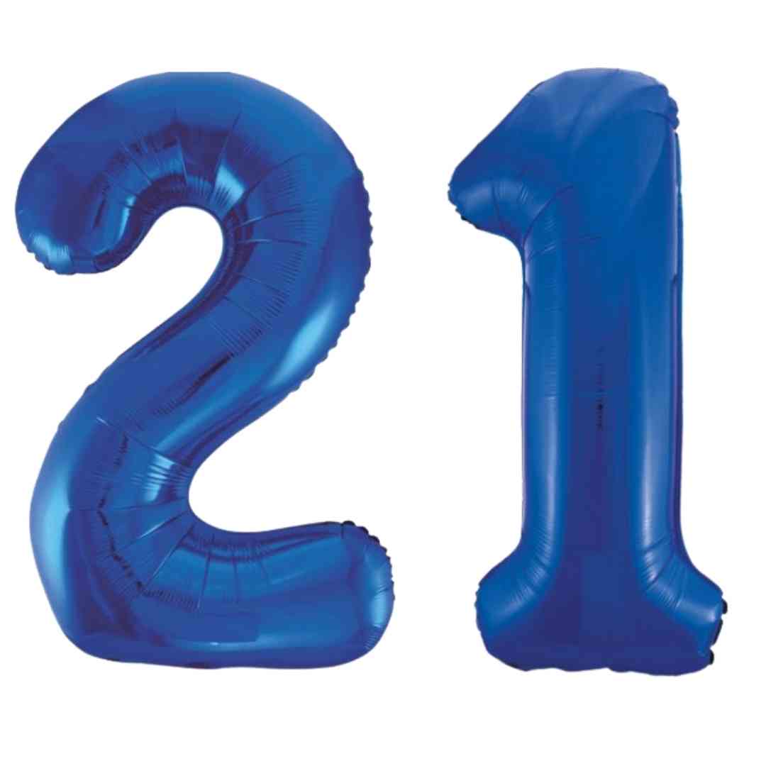 Large Blue Inflated Foil Number Balloons 34"