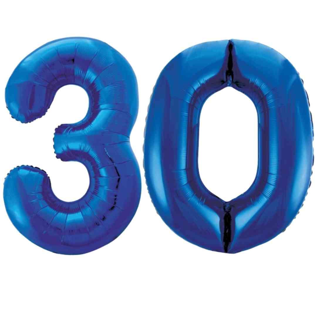 Large Blue Inflated Foil Number Balloons 34"