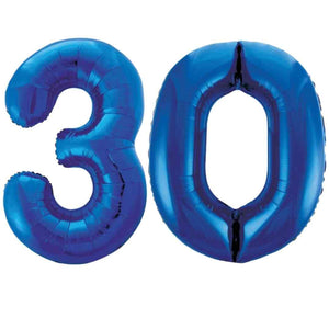 Large Blue Foil Number Balloons 34"