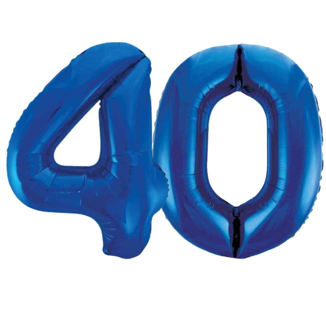 Large Blue Inflated Foil Number Balloons 34"