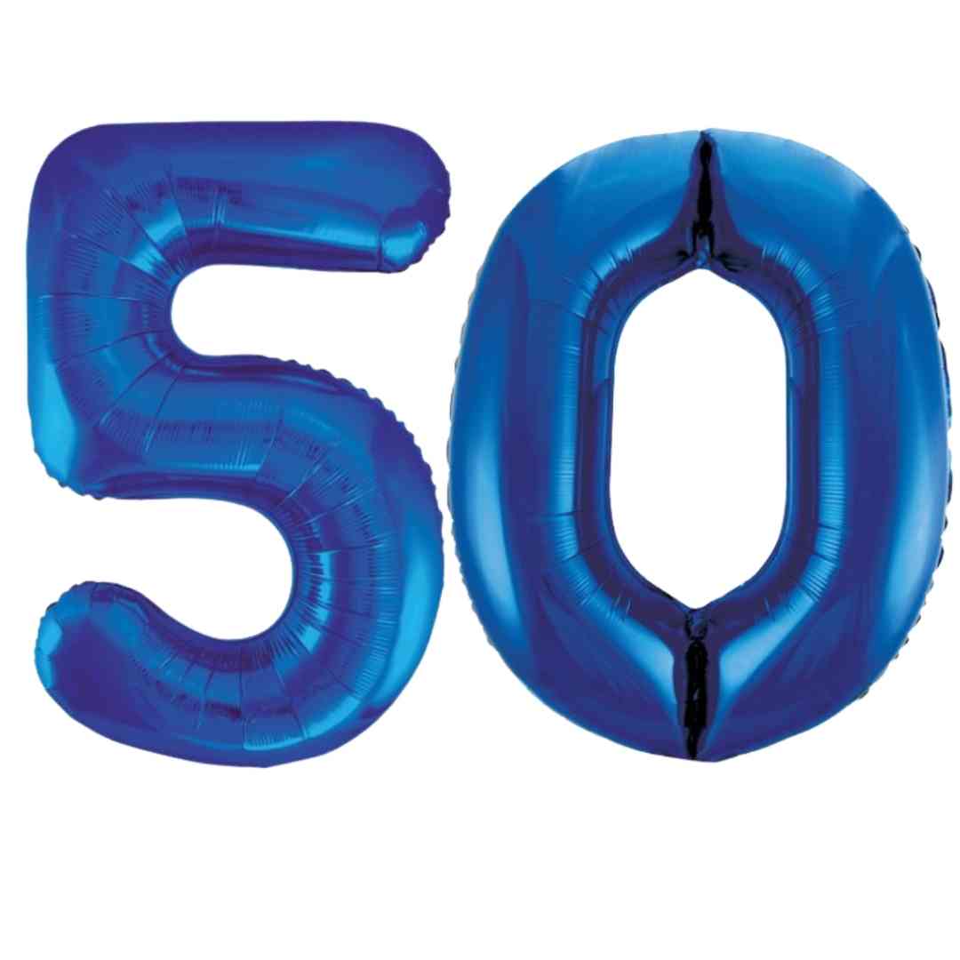 Large Blue Inflated Foil Number Balloons 34"