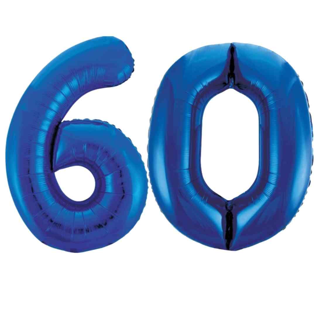 Large Blue Inflated Foil Number Balloons 34"